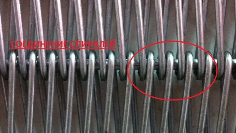5 Конвейерная лента спиральная стержневая одинарной сборки. Соединение спиралей.